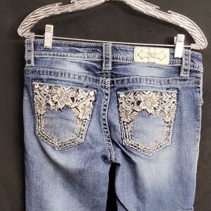 Miss Me Boot Cut Jeans with Embellished Back Pockets in Blue